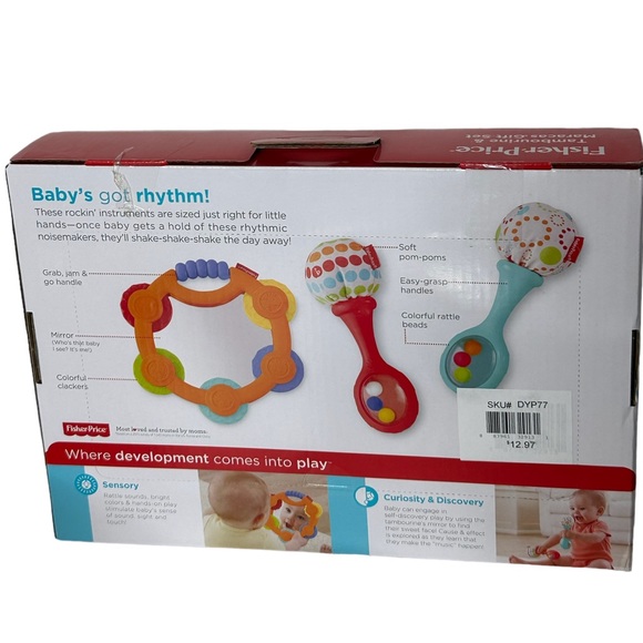 Fisher-Price Tambourine & Maracas Instrument Rattle Gift Set Toddler Infant - Picture 3 of 3